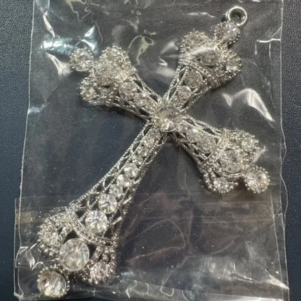 Rhinestone Filigree 4" Cross Pendant - Picture 1 of 6